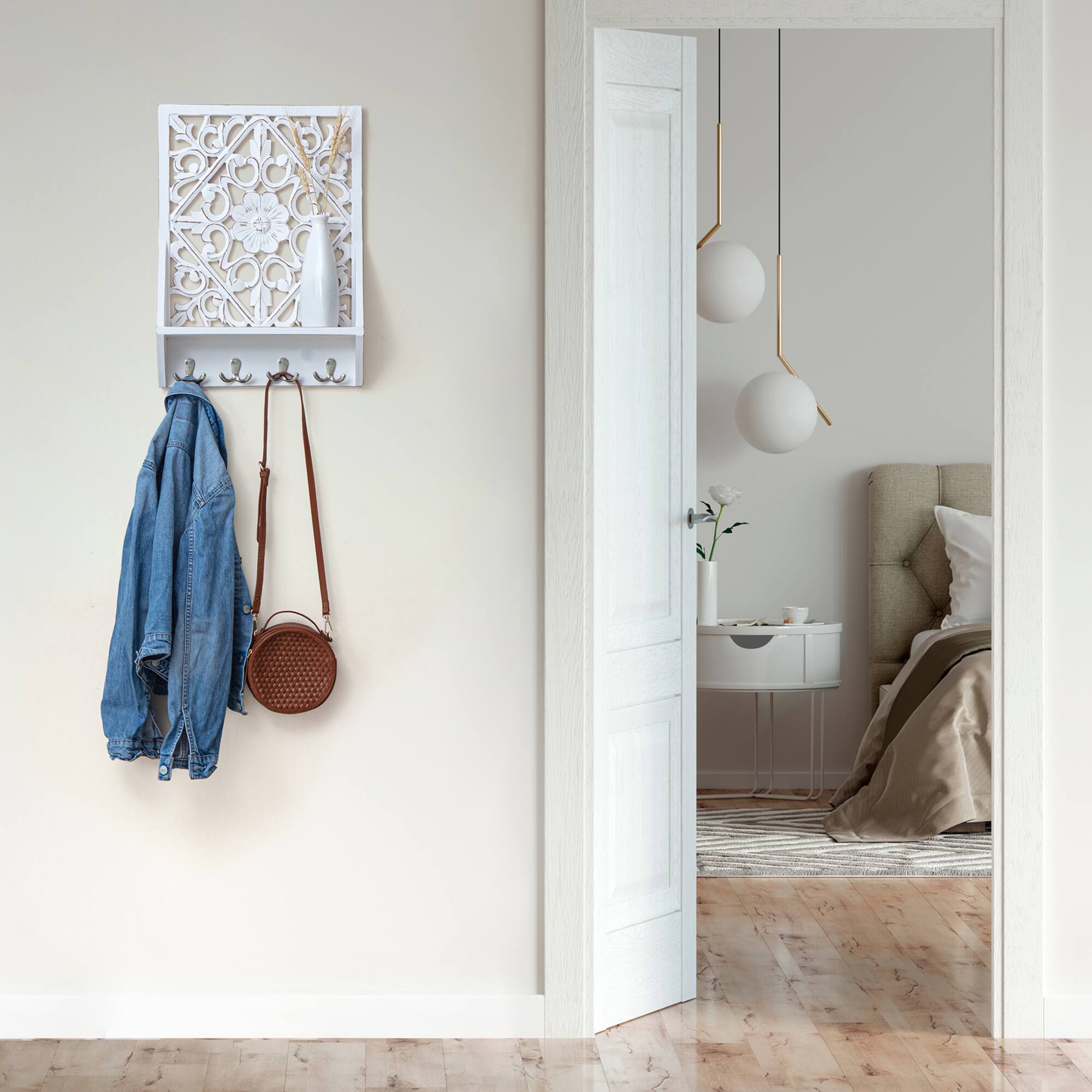 Habitat Decorative Vertical White Carved Wall Hanging